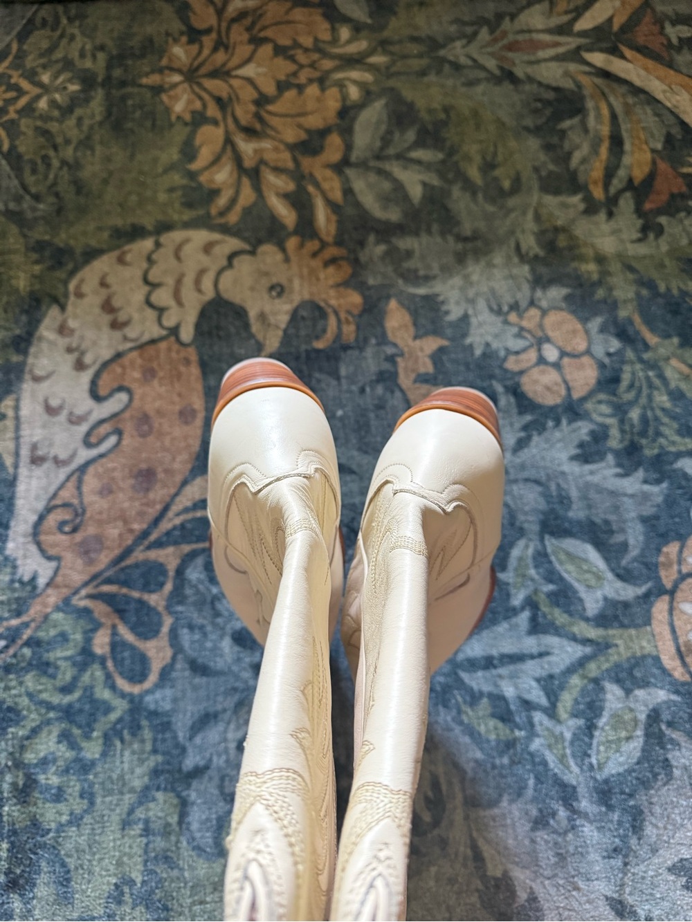 Tecovas Annie Cream/White Pointed-Toe Tall Women's Western Boots - Picture 8 of 10